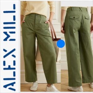Alex Mill Kelly Chino Size 2 - Olive Green wide leg cropped